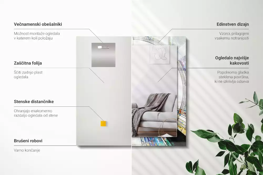 Specchio rettangolare stampato Mosaico astratto di cerchi