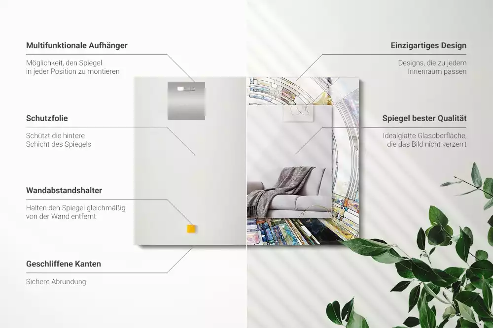 Specchio rettangolare stampato Mosaico astratto di cerchi