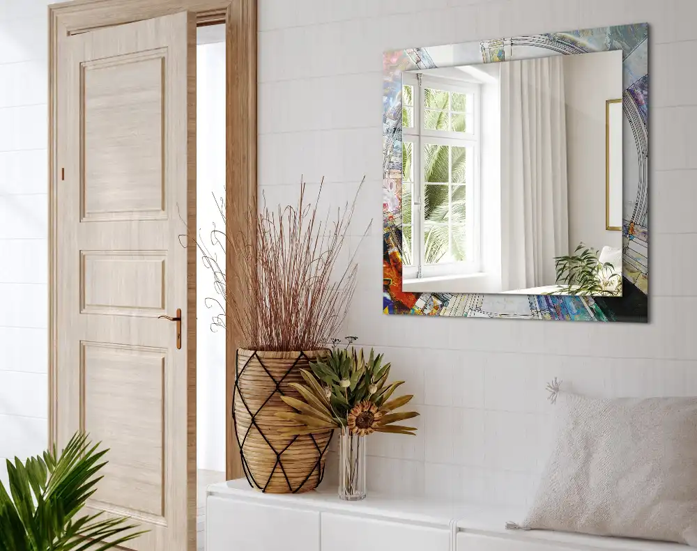 Specchio rettangolare stampato Mosaico astratto di cerchi