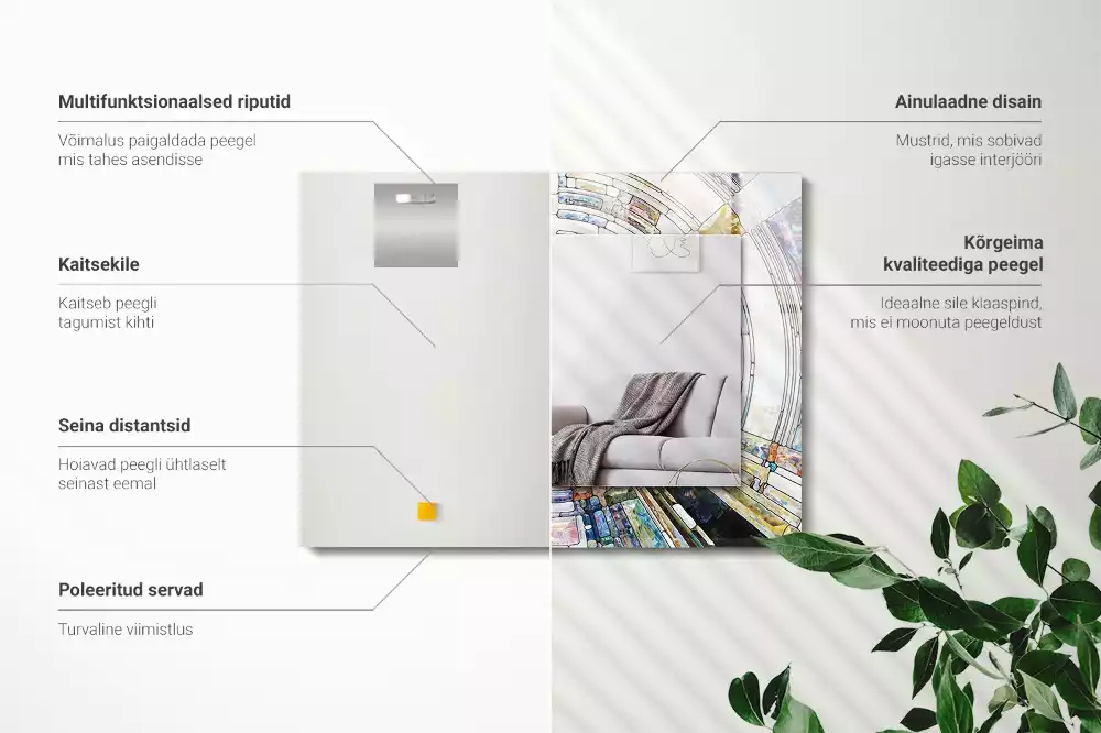 Specchio rettangolare stampato Mosaico astratto di cerchi
