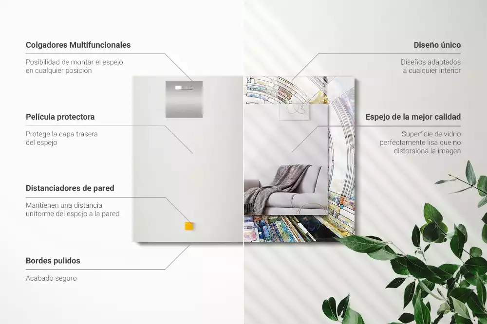 Specchio rettangolare stampato Mosaico astratto di cerchi