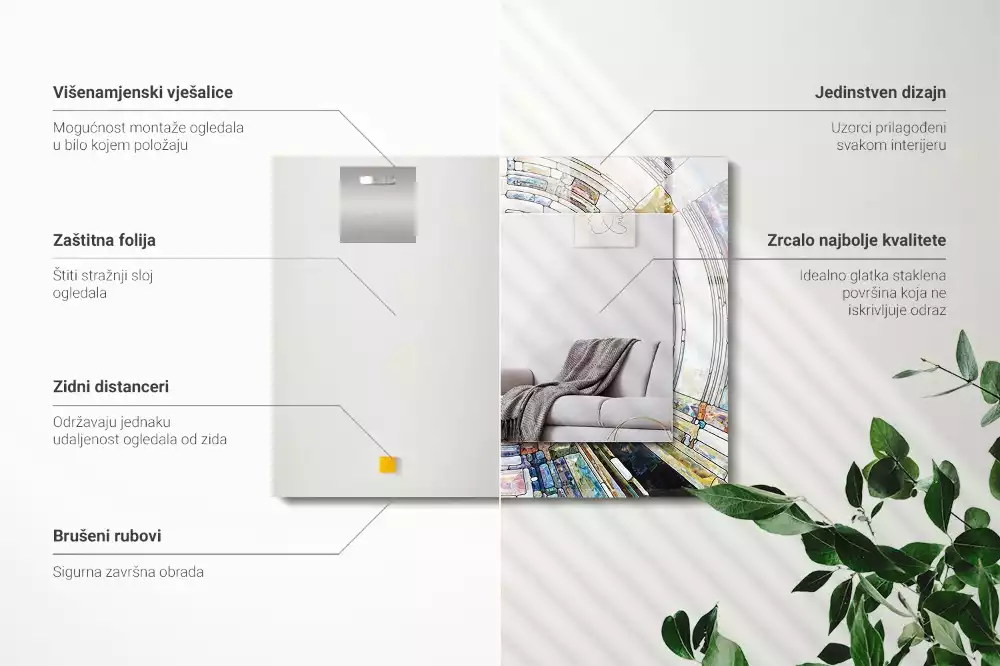 Specchio rettangolare stampato Mosaico astratto di cerchi