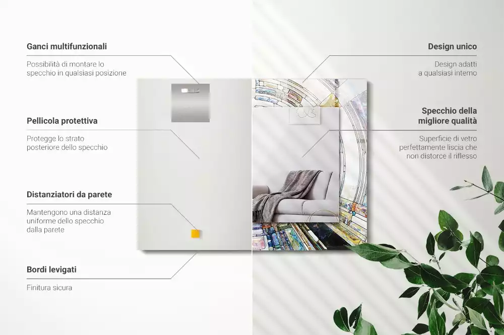 Specchio rettangolare stampato Mosaico astratto di cerchi