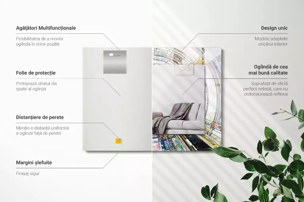 Specchio rettangolare stampato Mosaico astratto di cerchi