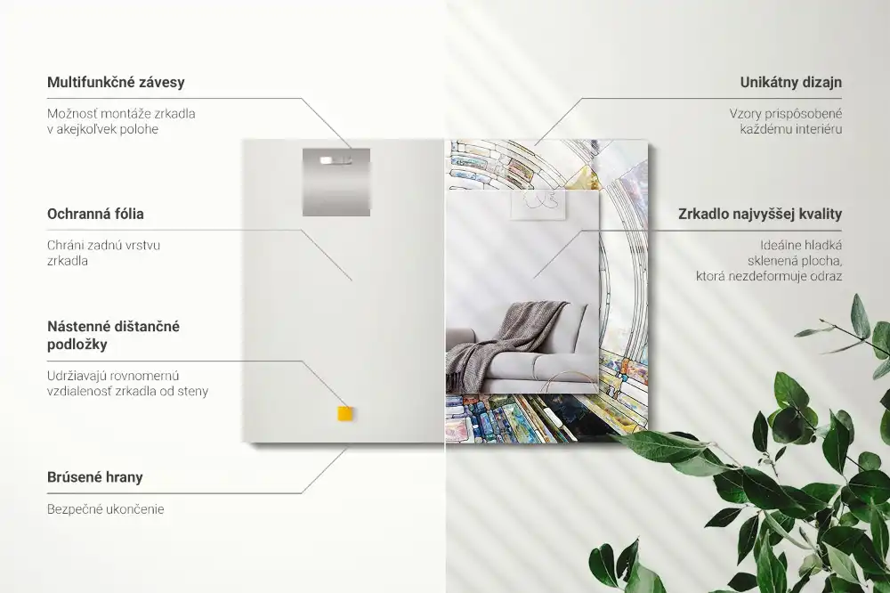 Specchio rettangolare stampato Mosaico astratto di cerchi