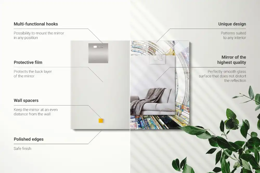 Specchio rettangolare stampato Mosaico astratto di cerchi