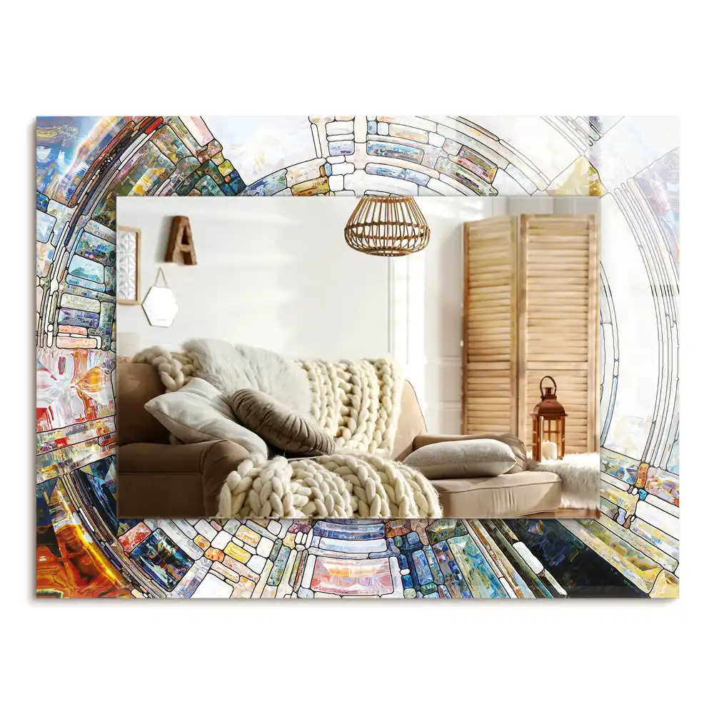 Specchio rettangolare stampato Mosaico astratto di cerchi