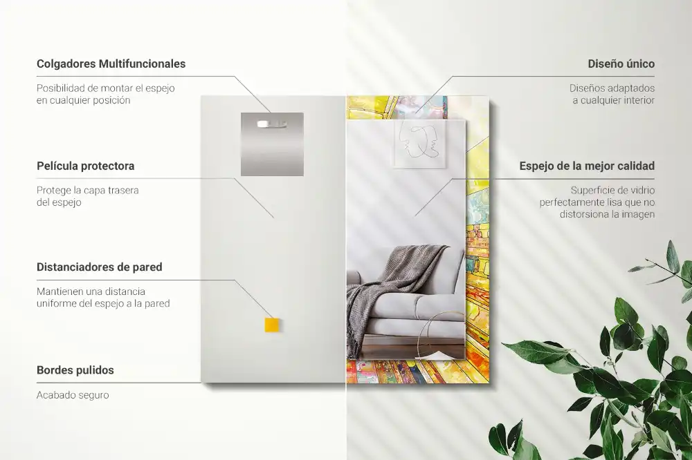 Specchio rettangolare stampato Mosaico astratto colorato