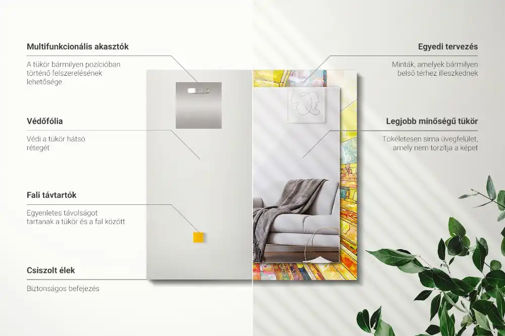 Specchio rettangolare stampato Mosaico astratto colorato