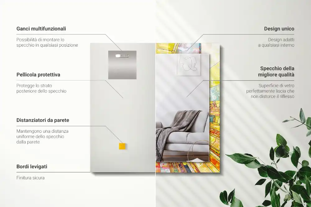 Specchio rettangolare stampato Mosaico astratto colorato