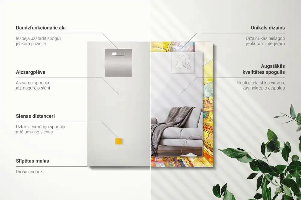 Specchio rettangolare stampato Mosaico astratto colorato