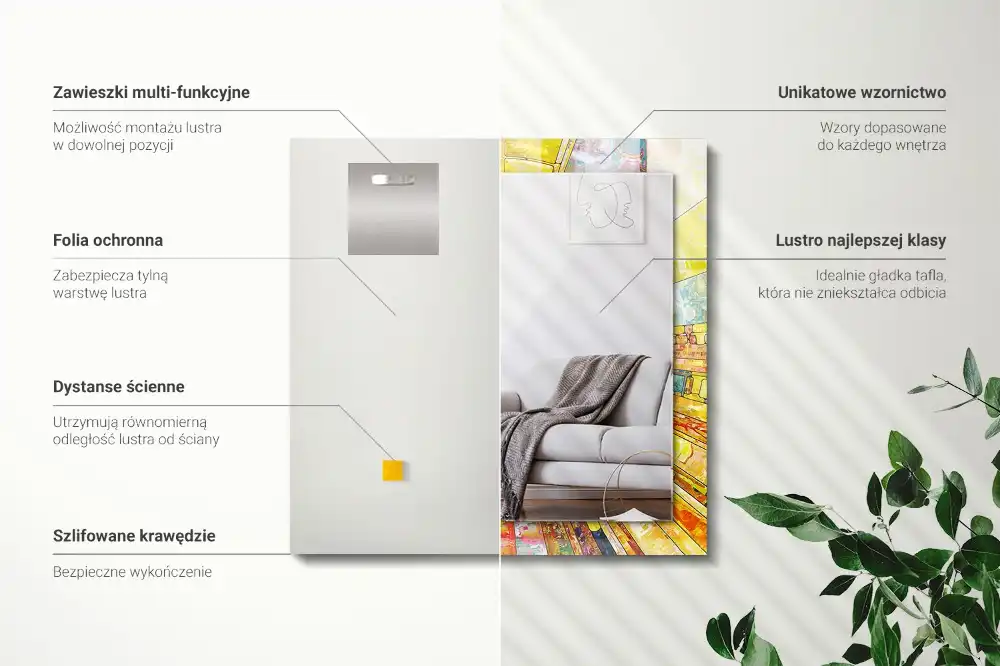 Specchio rettangolare stampato Mosaico astratto colorato