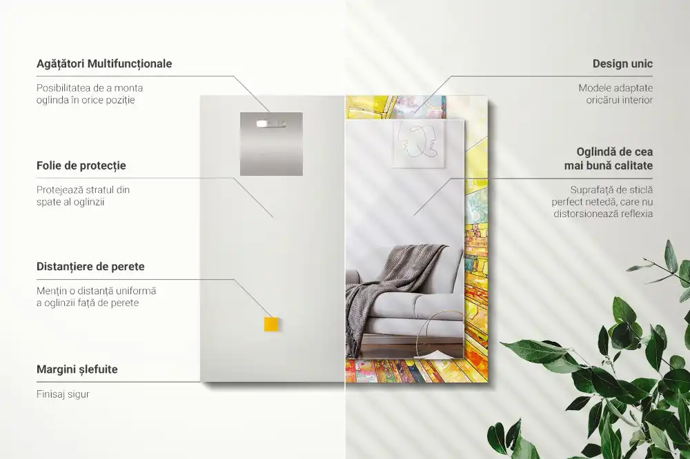 Specchio rettangolare stampato Mosaico astratto colorato