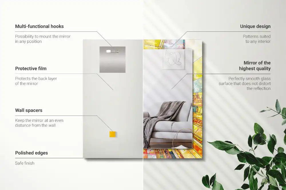 Specchio rettangolare stampato Mosaico astratto colorato