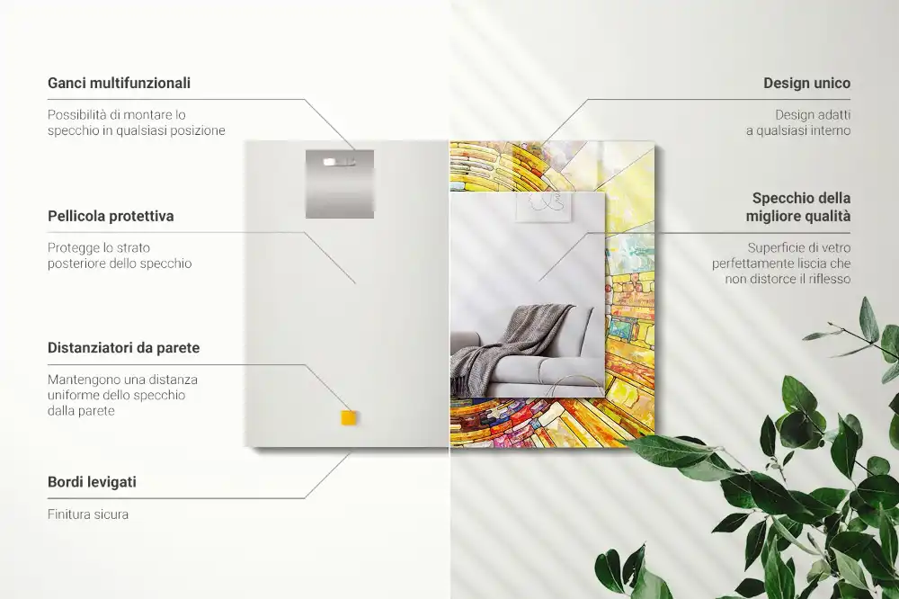 Specchio rettangolare stampato Mosaico astratto colorato