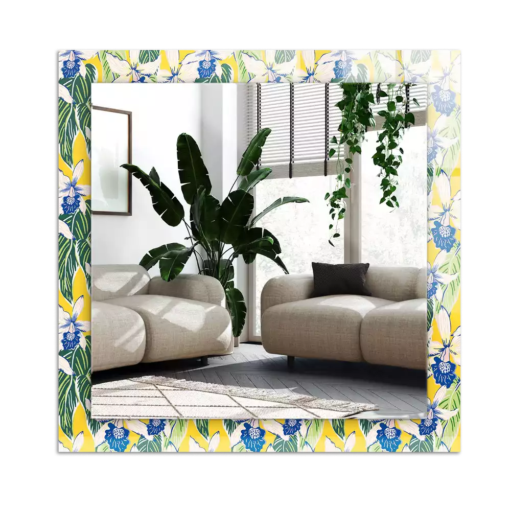 Specchio rettangolare decoro Fiori e foglie