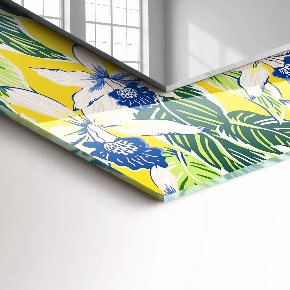 Specchio rettangolare decoro Fiori e foglie