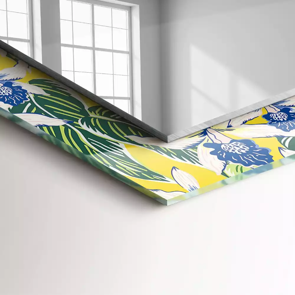 Specchio rettangolare decoro Fiori e foglie