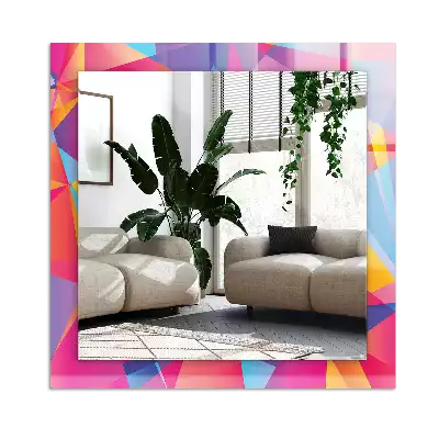 Specchio rettangolare con cornice stampata Motivi geometrici colorati