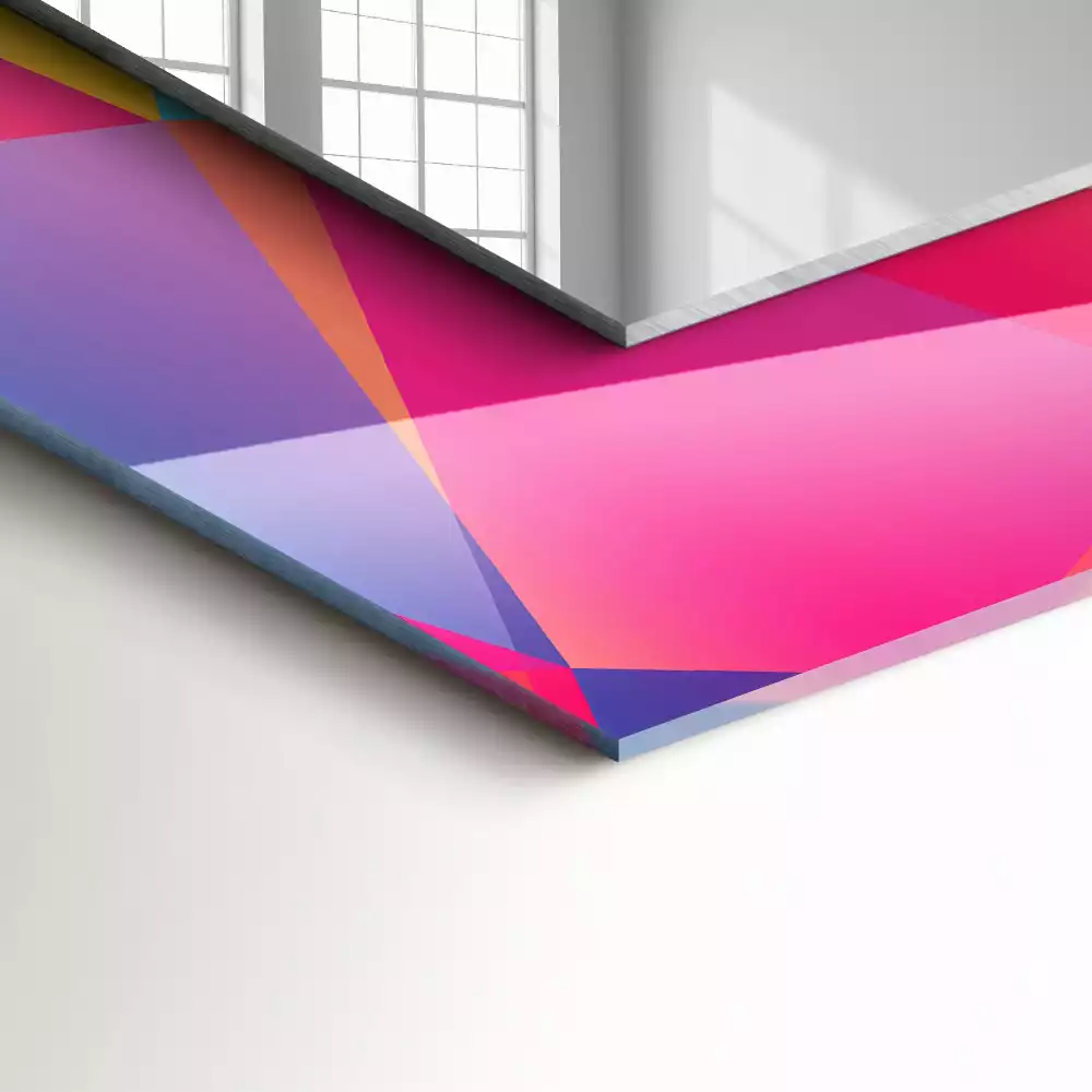 Specchio rettangolare con cornice stampata Motivi geometrici colorati
