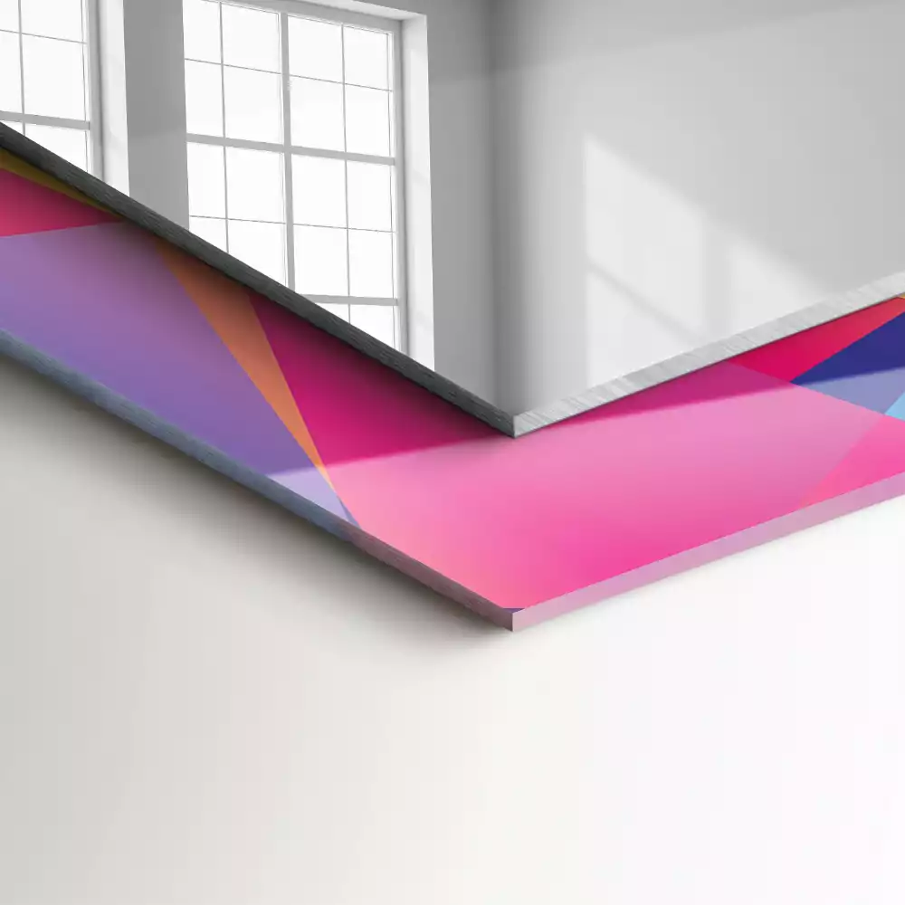 Specchio rettangolare con cornice stampata Motivi geometrici colorati