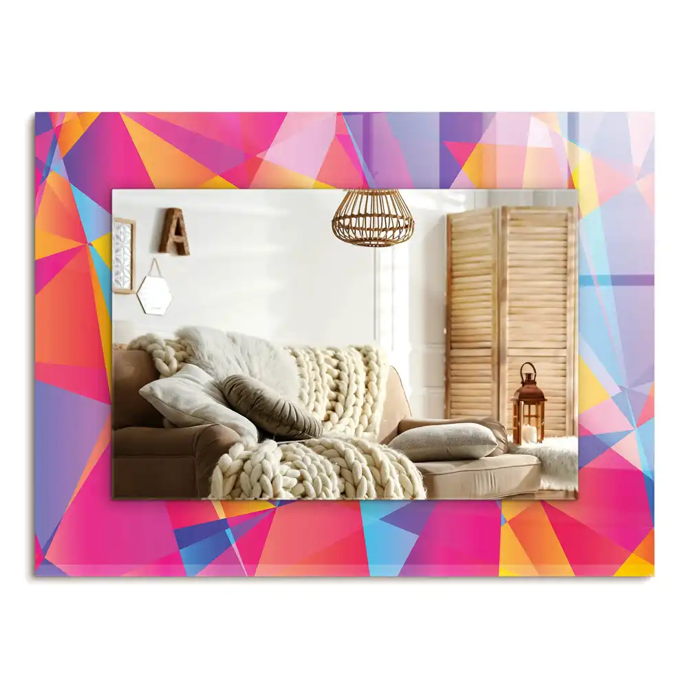 Specchio rettangolare con cornice stampata Motivi geometrici colorati
