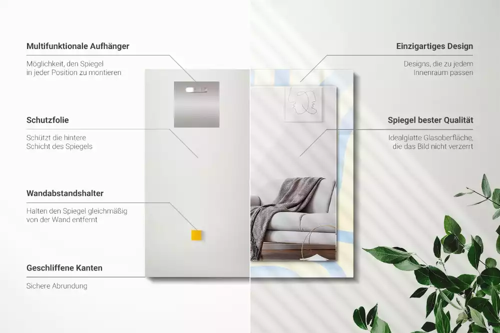 Specchio rettangolare stampato Motivi ondulati astratti