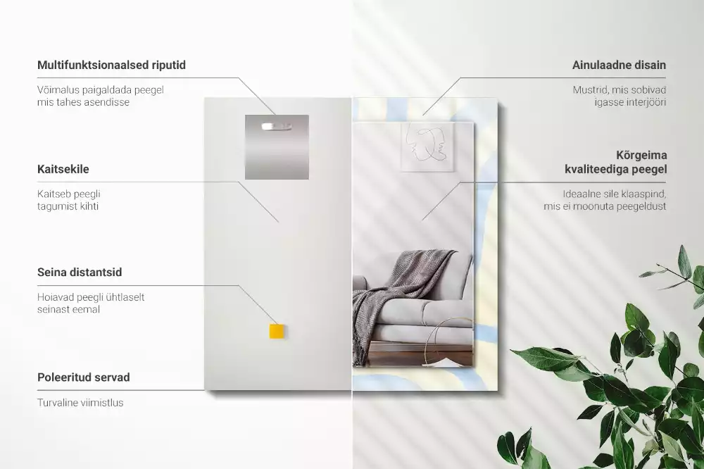 Specchio rettangolare stampato Motivi ondulati astratti