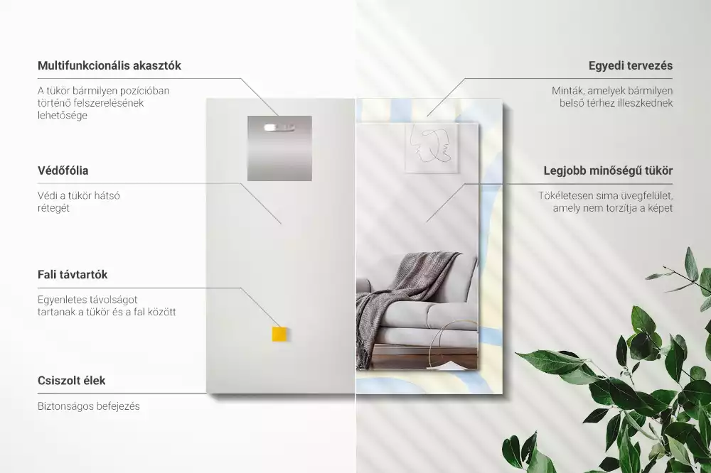 Specchio rettangolare stampato Motivi ondulati astratti