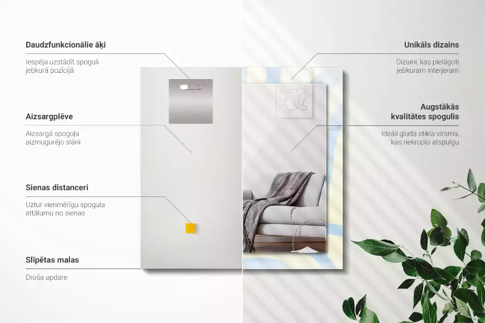 Specchio rettangolare stampato Motivi ondulati astratti