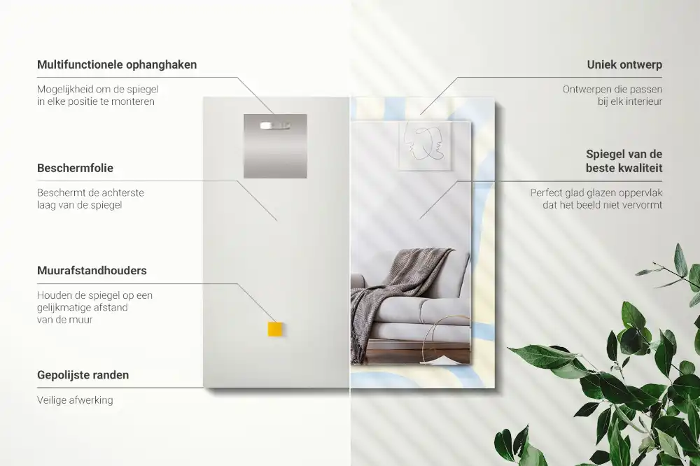 Specchio rettangolare stampato Motivi ondulati astratti