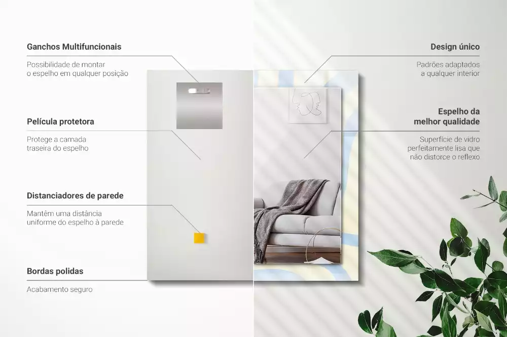 Specchio rettangolare stampato Motivi ondulati astratti