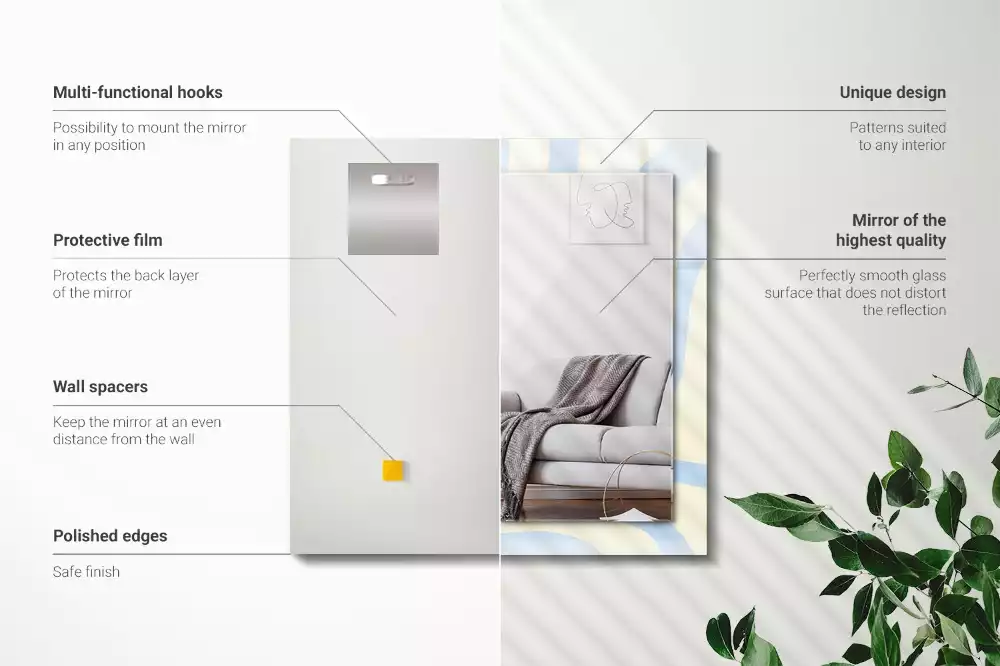 Specchio rettangolare stampato Motivi ondulati astratti