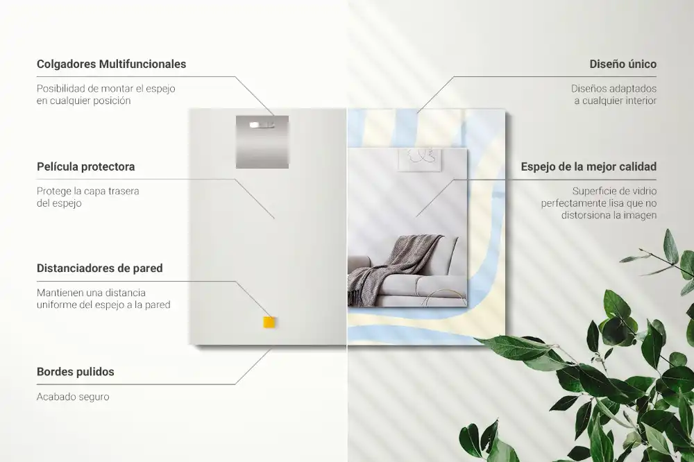 Specchio rettangolare stampato Motivi ondulati astratti