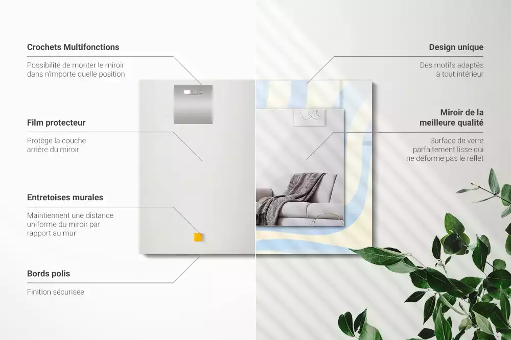 Specchio rettangolare stampato Motivi ondulati astratti