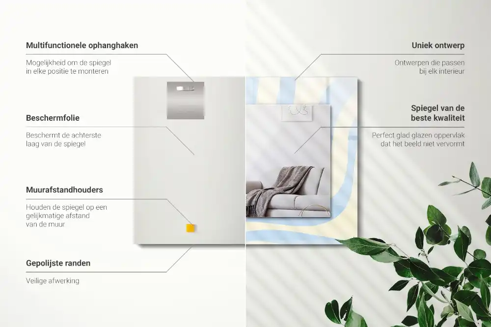 Specchio rettangolare stampato Motivi ondulati astratti