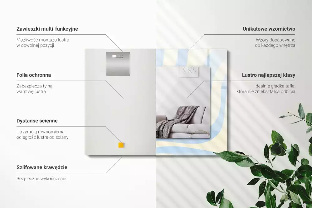 Specchio rettangolare stampato Motivi ondulati astratti