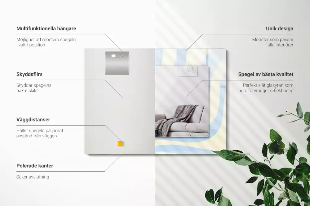 Specchio rettangolare stampato Motivi ondulati astratti