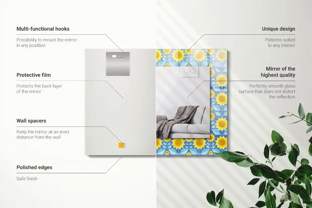 Specchio rettangolare decoro Motivo a foglie di girasoli