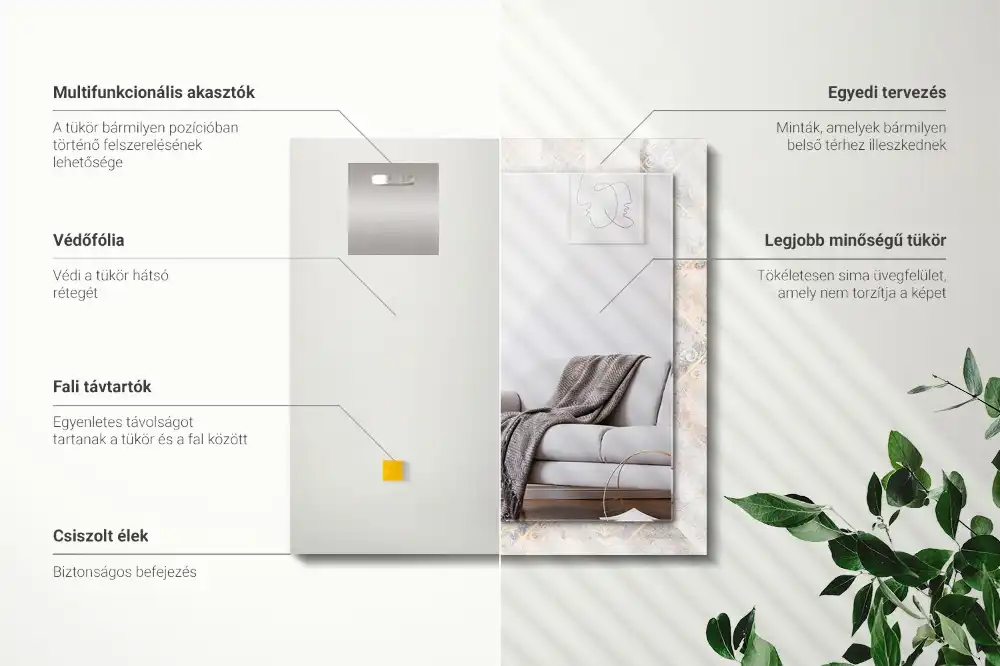 Specchio rettangolare stampato Piastrelle modellate