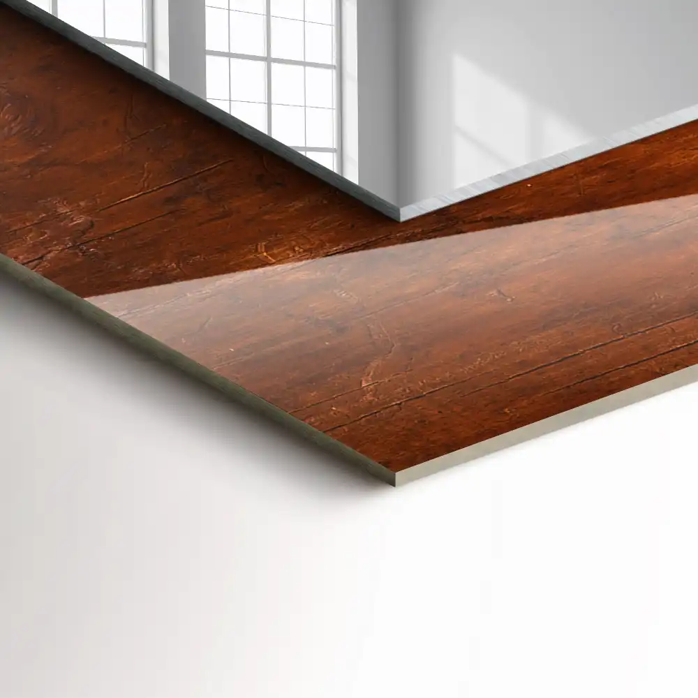 Specchio rettangolare con cornice stampata Vecchio tavolo di legno