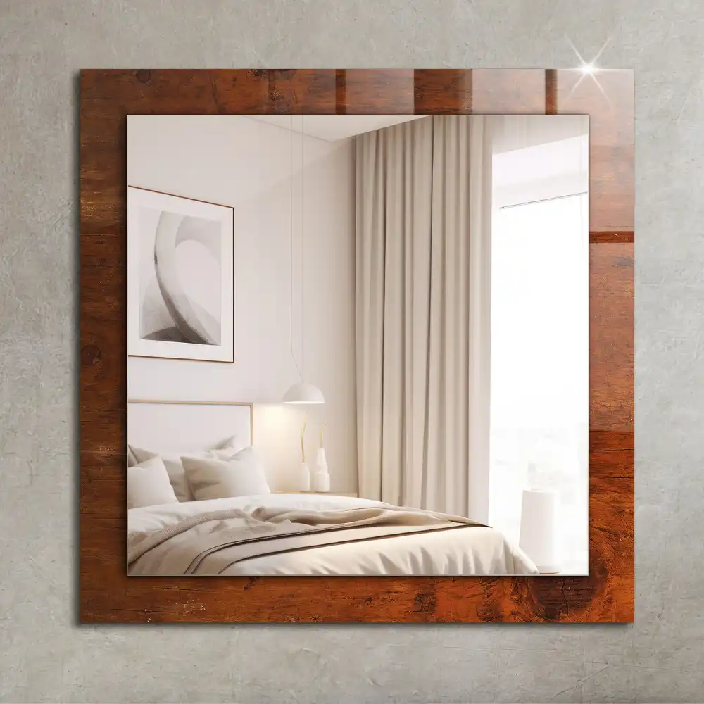 Specchio rettangolare con cornice stampata Vecchio tavolo di legno