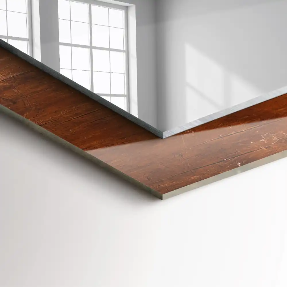 Specchio rettangolare con cornice stampata Vecchio tavolo di legno