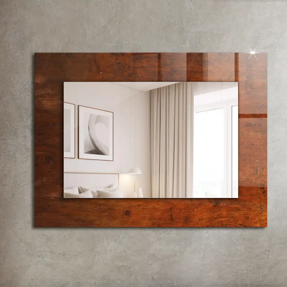Specchio rettangolare con cornice stampata Vecchio tavolo di legno