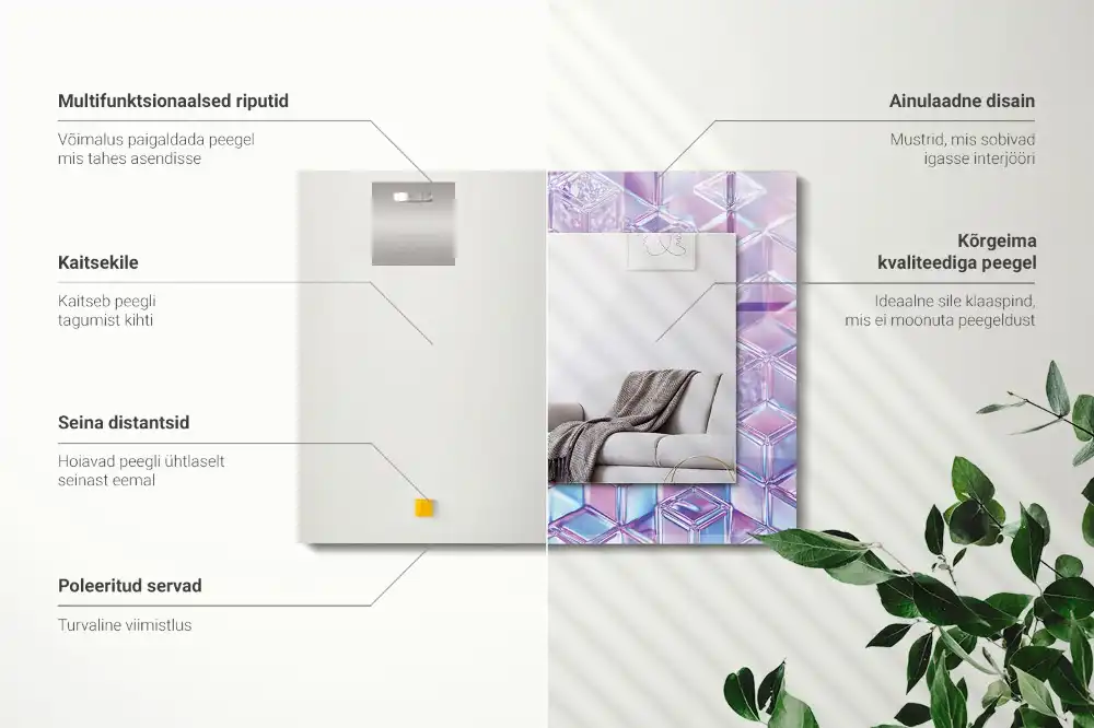 Specchio rettangolare stampato Cubi colorati trasparenti