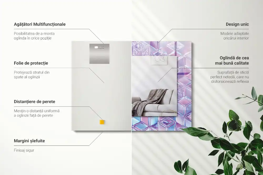 Specchio rettangolare stampato Cubi colorati trasparenti