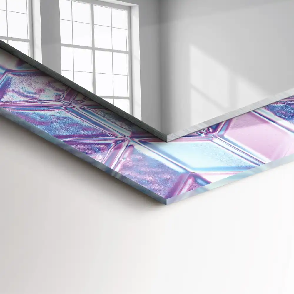 Specchio rettangolare stampato Cubi colorati trasparenti