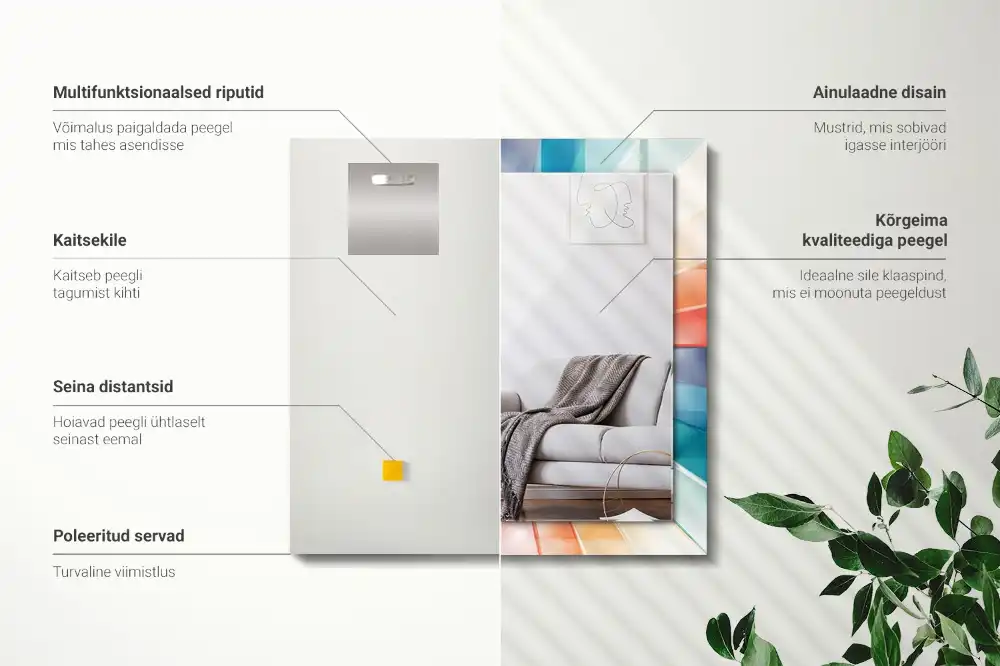 Specchio rettangolare decoro Raggi di luce colorati