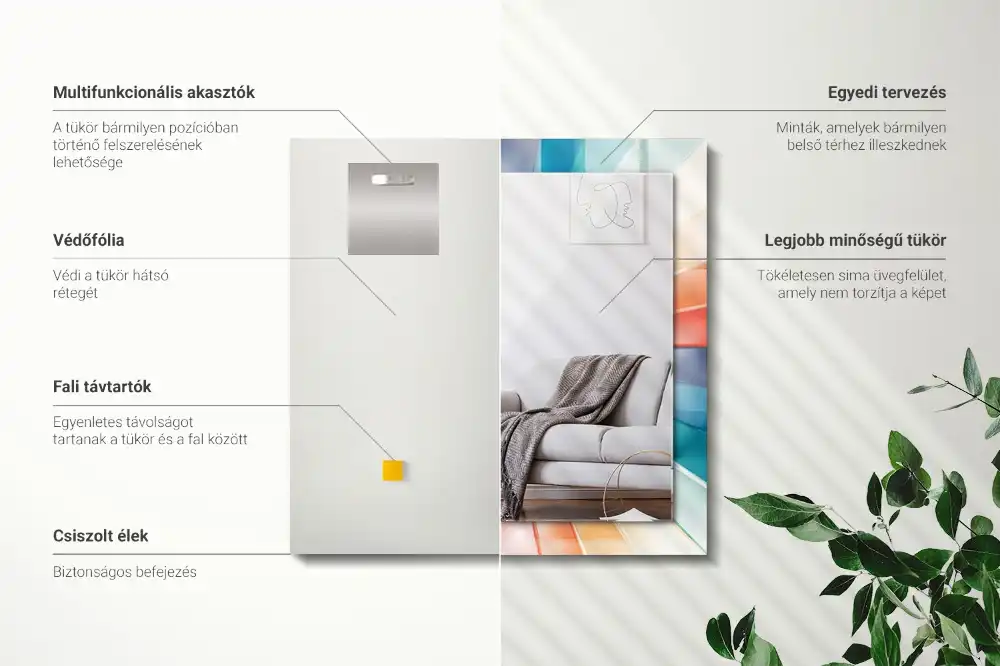 Specchio rettangolare decoro Raggi di luce colorati