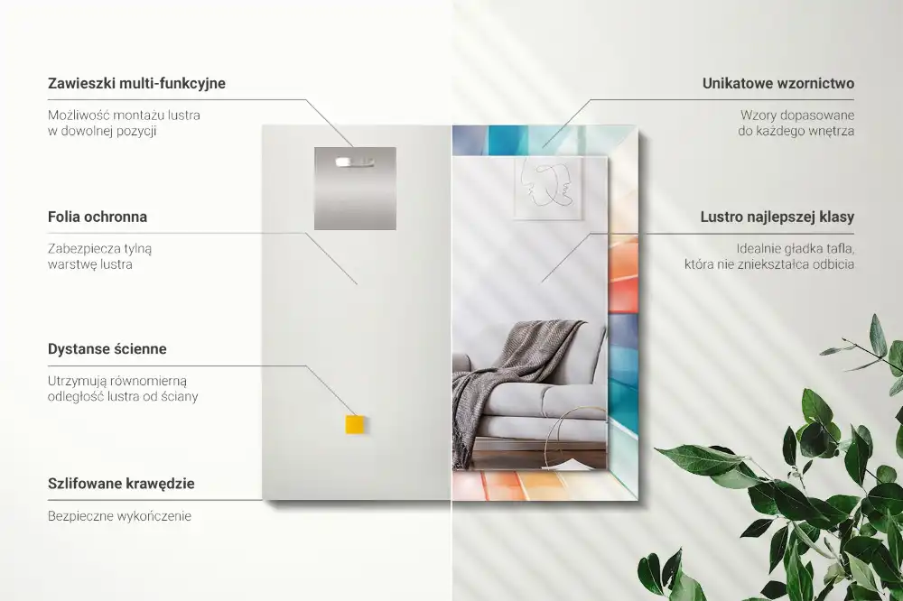 Specchio rettangolare decoro Raggi di luce colorati